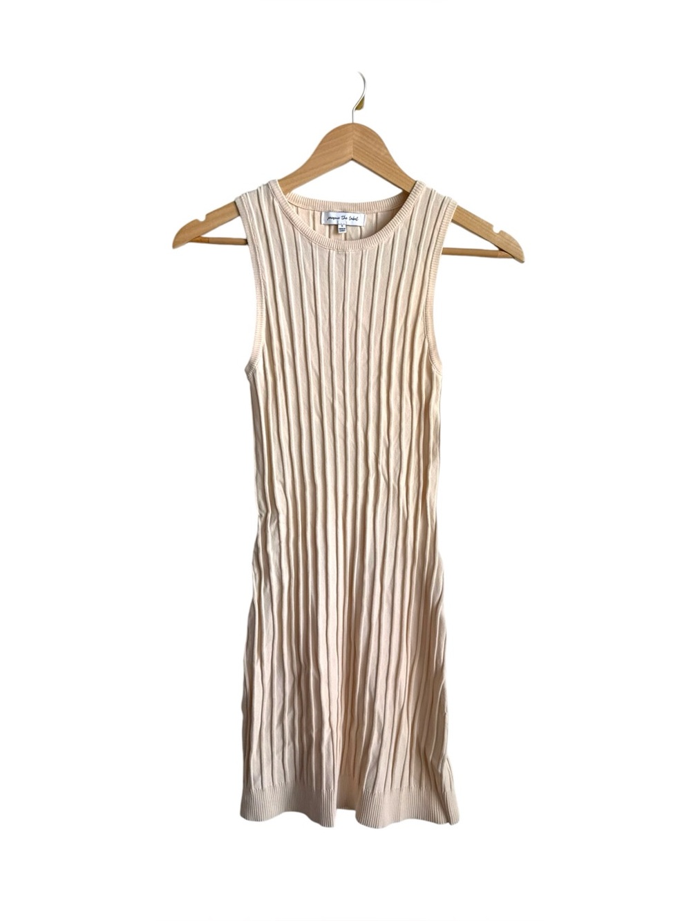 Jacquie The Label Textured Ribbed Knit Fitted Mini Dress Ivory Small